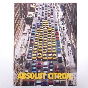 Absolut Citron Vodka Print Ad Taxi Traffic Advertising Promo Vintage Bar Decor
